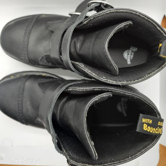 Dr. Martens Black Platform Shoes with Buckle Straps - Picture 2 of 11